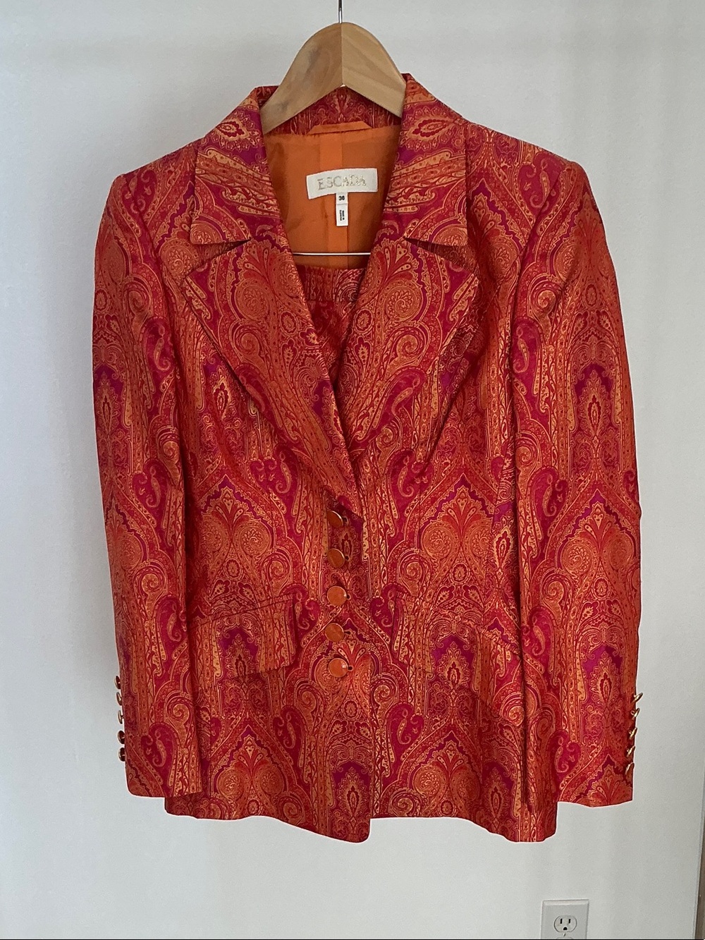 Escada Orange and Pink Paisley Blazer